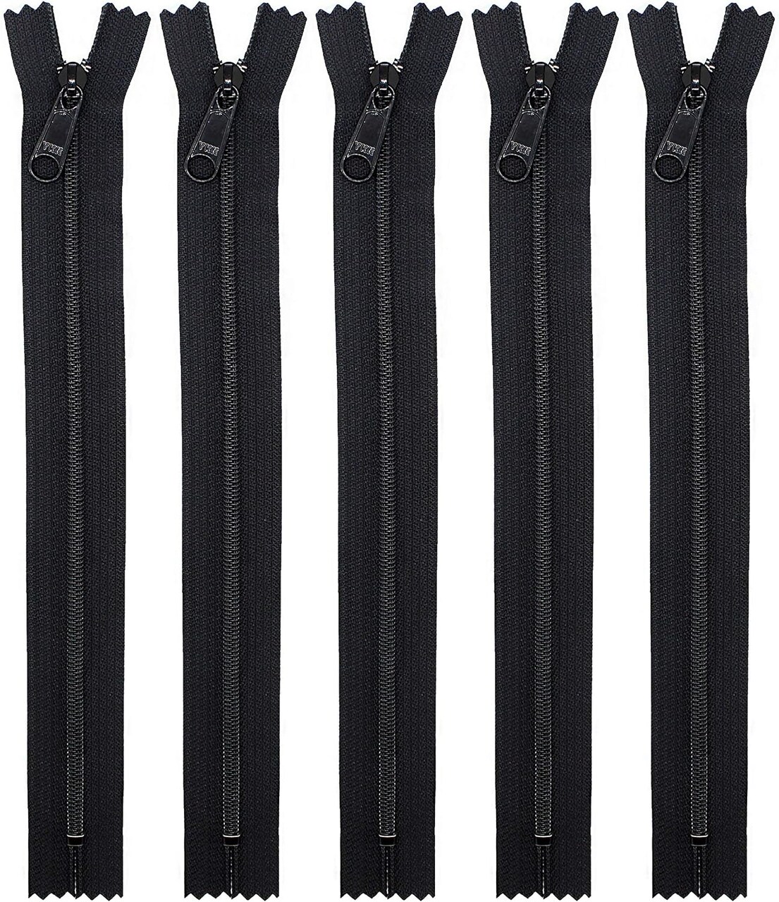YKK® Black #4.5 Handbag – Extra-Long Pull Zipper (5 Zippers Per Pack) (16" Inches)